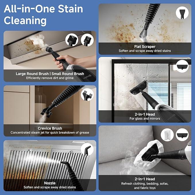 SIMPLUS Steam Mop, 8-in-1 Steam Cleaner, 17S Heat Up, Floor Steamer Double-Sided Flip Design, Suitable for Kitchen, Bathroom, Wood Floor, Tile, Windows, Clothes, Whole Home Cleaning - NeatNest