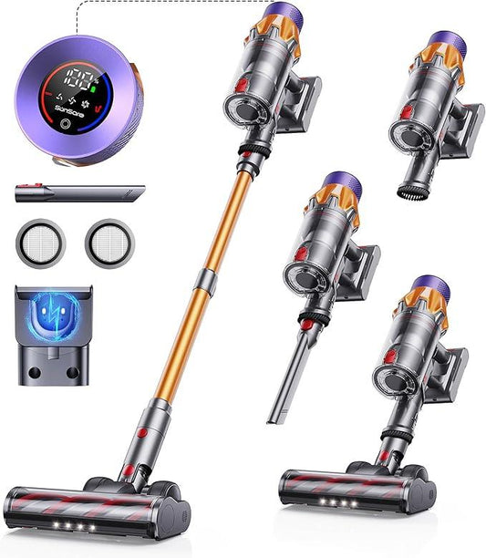 Cordless Vacuum Cleaner, 600W 50KPA 65Mins Cordless Stick Vacuum Cleaner With Touch Screen, Self-Standing,Wall Mount Charging, Handheld Vacuum Cleaners for Home/Pet Hair/Carpets/Hard Floors(X7A) - NeatNest
