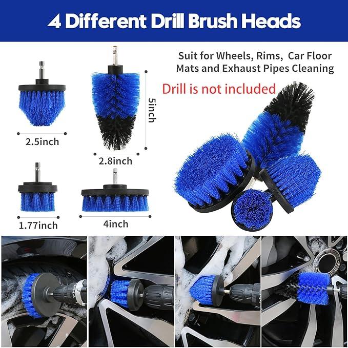 Qydipclin 24Pcs Car Detailing Kit, Car Detailing Brush Set, Car Wash Cleaning Kit, Car Detailing Brushes, Professional Car Care Kit for Interior Exterior Wheels, Blue - NeatNest