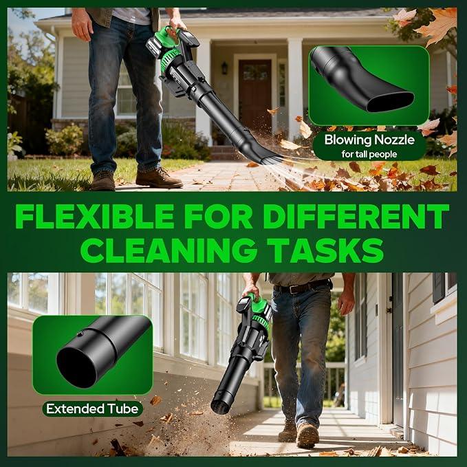 Leaf Blower Cordless with Battery and Charger, 2X 5500 mAh Batteries, 710 CFM/180 MPH Brushless Electric Leaf Blower with Shoulder Strap, 3-Speed Modes, Handheld Blowers for Lawn Garden Yard Care - NeatNest