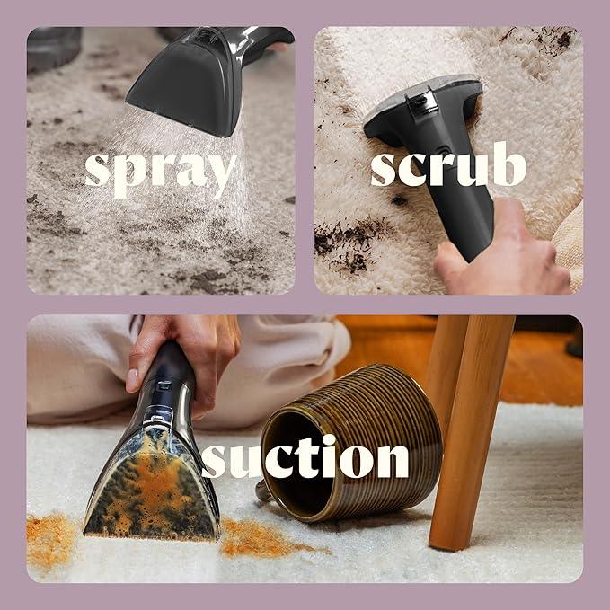 Bissell Little Green Mini Portable Carpet and Upholstery Deep Cleaner, Car/Auto Detailer, with HydroRinse Self-Cleaning Tool and 4" Tough Stain Tool, Limited Edition Color Dusk Pink, 4075L - NeatNest