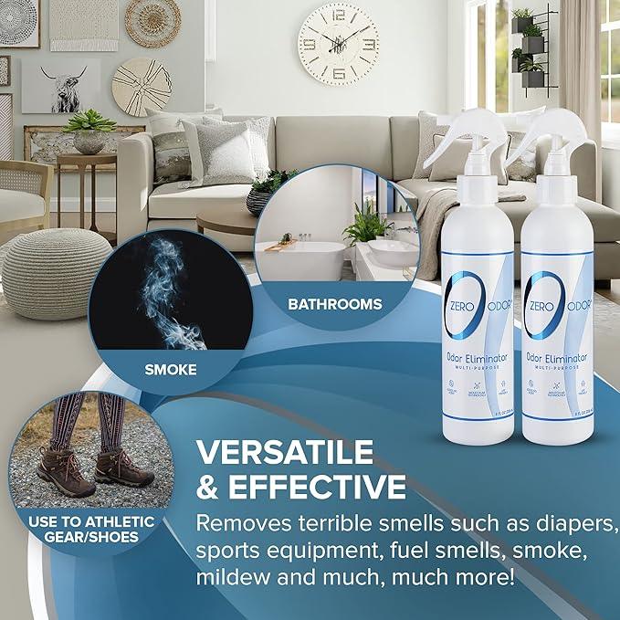 Zero Odor - Multi-Purpose Strong Odor Eliminator for Home, Office, Car, Bathroom, Hotel, Room Deodorizer, and Odor Neutralizer, 8oz Two Pack - NeatNest