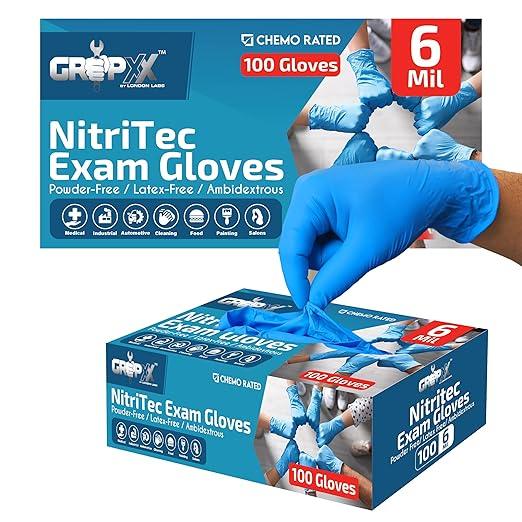 Heavy Duty 6 Mil Blue Nitrile Gloves Disposable Latex & Powder Free -Extra Stretchy Fentanyl Safe |Medical,First Aid Kit,EMT|Food Safe Rubber Gloves for Cooking & Cleaning| Pack of (200) - NeatNest