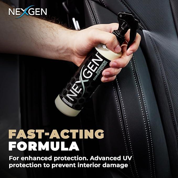 Nexgen Interior Conditioner (16oz) - Non-Greasy, UV-Blocking Formula - Fresh Leather Scent - On-The-Go Car Detailing - Car Cleaning Supplies - for Car Seats, Dashboards, Door Panels, & More - NeatNest