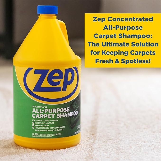 Zep All-Purpose Carpet Shampoo Concentrate Cleaner - 1 Gallon (Case of 2) ZUCEC128 - Professional Formula Removes Dirt and Stains - NeatNest