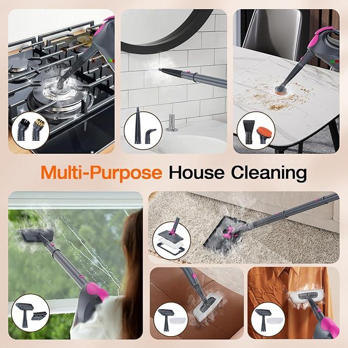 ScrubWiz 10-in-1 Steam Cleaner, Steam Mop & Detachable Handheld Steam Cleaner, 320ml Water Tank, 10s Fast Heating, Portable Steamer for Kitchen, Floor, Tiles, Home, BBQ, Ergonomic Handle, Mid Gray - NeatNest
