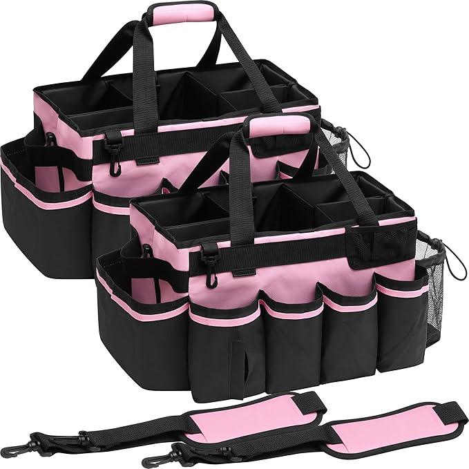 2 Large Cleaning Supplies Bags for Housekeepers for Kitchen, Pink - NeatNest
