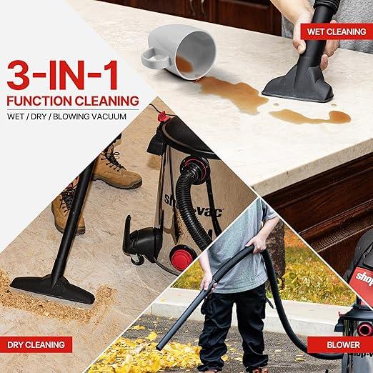 Shop-Vac 5761311 12-Gallon Wet/Dry Shop Vacuum, 6 Peak HP, 1.5 Inch Diameter x 7 Foot Hose, 20 Foot Cord, Ideal for Home, Garage, and Workshop Cleaning - NeatNest