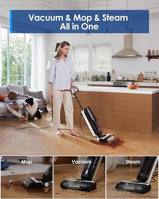 Tineco iFLOOR 5 Steam Wet Dry Vacuum All-in-one, Steam Mop Hardwood Floor Cleaner Great for Sticky Messes, 248℉ High-Temp Steam, Self-Cleaning with steam - NeatNest