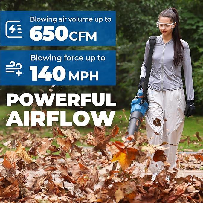 Dong Cheng Brushless Cordless Leaf Blower, 40V Battery Powered Blower with 2 * 4.0Ah Batteries & Charger, 650 CFM High-Efficiency Blower for Sidewalks, Driveways, Town Care, Blowing Leaves and Snow - NeatNest