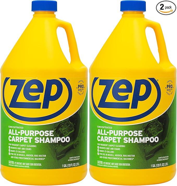 Zep All-Purpose Carpet Shampoo Concentrate Cleaner - 1 Gallon (Case of 2) ZUCEC128 - Professional Formula Removes Dirt and Stains - NeatNest