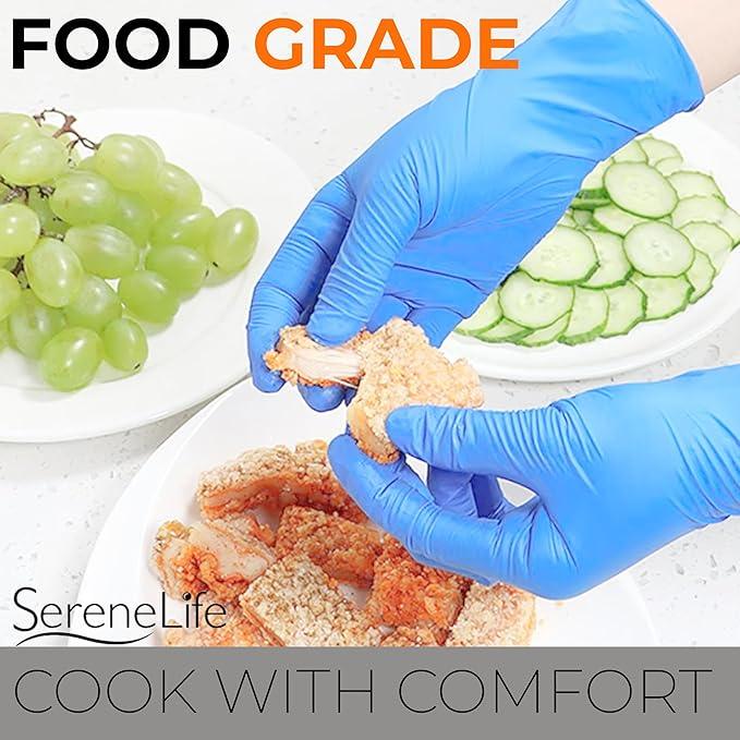Serenelife Soft Industrial Gloves, Nitrile and Vinyl Gloves, Powder-Free, Textured Grip, Ideal for Cleaning, Food Service, Automotive, Household Work - NeatNest