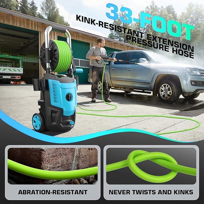 Professional Electric Pressure Washer 4800PSI, 4.0GPM Portable Power Washer with 4 QC Nozzles and Soap Bottle, Washer Machine for Cars/Home/Driveways/Patios/Decks/Fences (Blue) - NeatNest