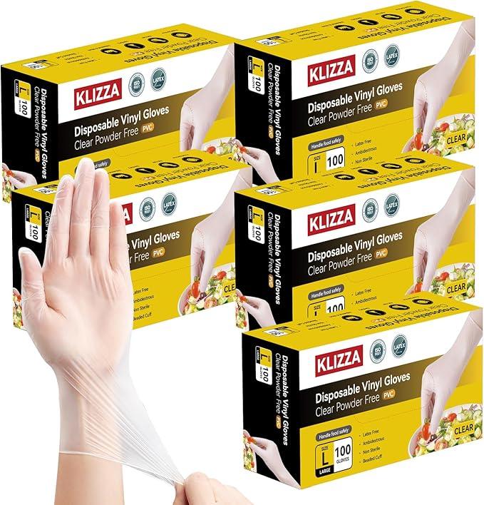 Disposable Vinyl Gloves Clear, Latex & Powder Free, Food Grade Safe for Food Prep Kitchen Cooking Cleaning Salon - NeatNest