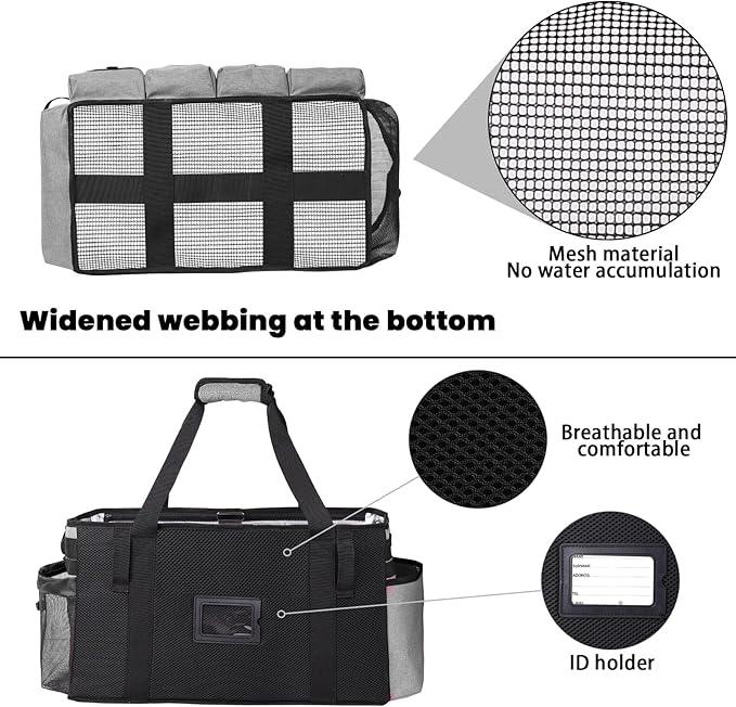 Extra large Cleaning Caddy Bag Built-in Sturdy Support Board, Cleaning Organizer with Detachable Divider, Cleaning Supply Tote with Adjustable Shoulder Strap (Grey, 19'' x 11'' x 11'') - NeatNest