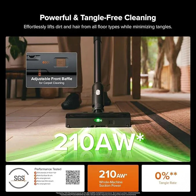 roborock H60 Hub Ultra Cordless Vacuum Cleaner with Auto-Empty Dock, Upgraded 210AW Suction Stick Vacuum Cleaners for Home and Pet Hair, 90-Min Runtime, Anti-Tangle Brush, 140° LED Dust Detection - NeatNest