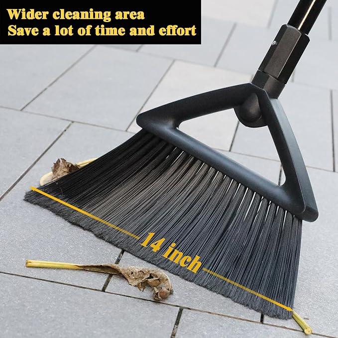 Heavy Duty Commercial Broom,Upgraded Angle Brooms for Sweeping Indoor and Outdoor,Perfect Black Broom of Kitchen,Garage - NeatNest