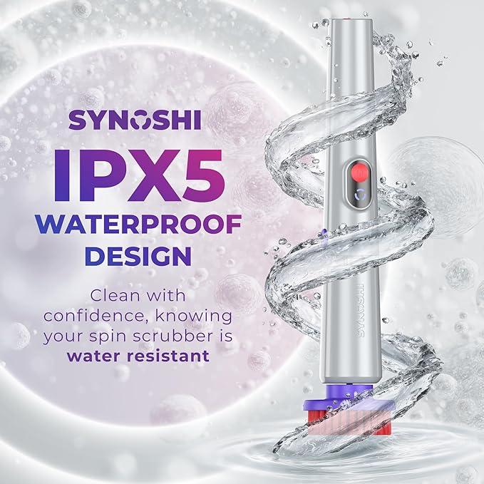 SYNOSHI PRO Electric Spin Scrubber, Cordless Cleaning Brush Bathroom Scrubber. Waterproof Shower Cleaner Brush with Adjustable Angles, 2 Speed, 180Min Work Time for Floor, Bathtub, Kitchen, Car, Tub - NeatNest