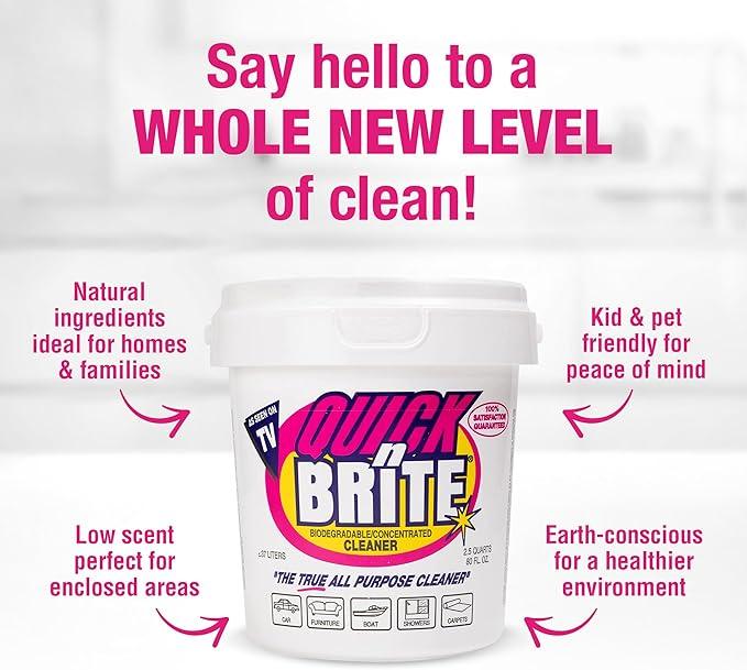 Quick 'n Brite All Purpose Cleaning Paste – Miracle Cleaner for Tough Stains, Biodegradable, Non-Toxic, Pet-Safe, Multi-Surface Stain Remover, Made in USA, 80 Oz - NeatNest