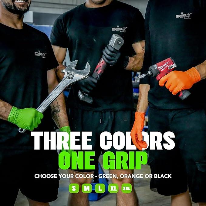 Herkules Grip Heavy Duty 8Mil Green Nitrile Gloves,3D Raised Diamond Texture-Latex & Powder Free-Industrial, Mechanic | Pack of (100 CT) - NeatNest