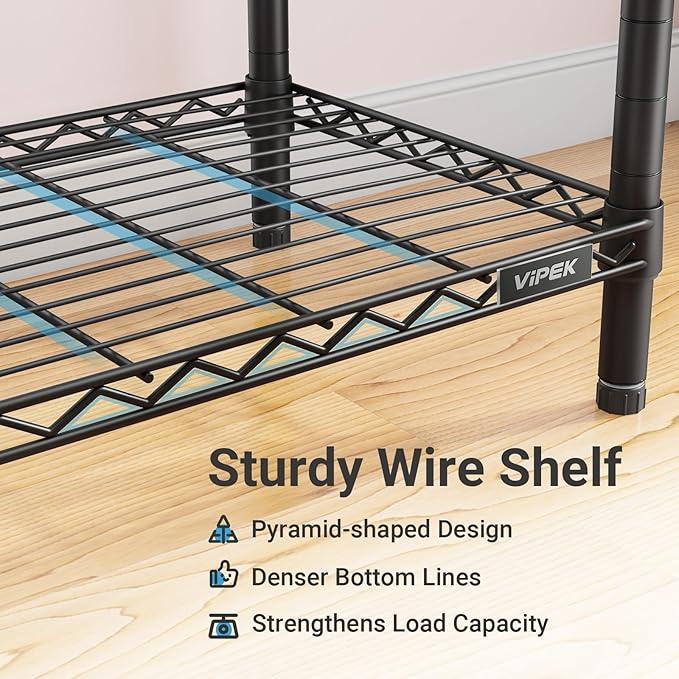 VIPEK V1 Medium Portable Garment Racks 440lbs Load Capacity, Heavy Duty Clothes Rack with 4 Tiers Adjustable Shelves & Hanging Rod, Compact Space-Saving Storage for Small Apartments/Dorms (Black) - NeatNest