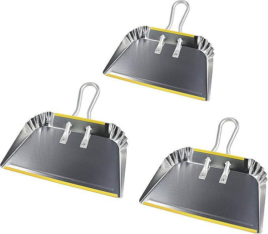 PHYEX 3-Pack 17" Heavy Duty Metal Dust Pans, Wide Dustpans for Household, Easy to Assemble - NeatNest