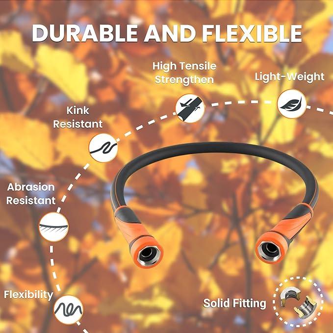 Giraffe Tools Garden Leader Hose 3ft x 5/8", Short Water Hose Heavy Duty, Flexible, Lightweight Hybrid Hose with Swivel Handle, Male to Female Fittings, Burst 600 PSI - NeatNest