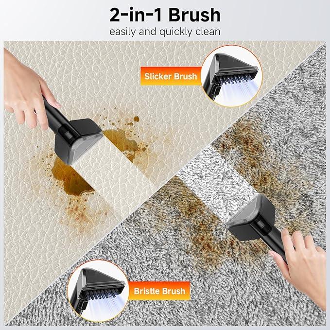 Portable Spot Cleaner Machine for Carpet and Upholstery - 18Kpa Carpet Cleaner with Dual BrushHeads, Easy Move, Cleaning Machine for Furniture, Couch, Stairs, Car and Pet Stain,Yellow - NeatNest