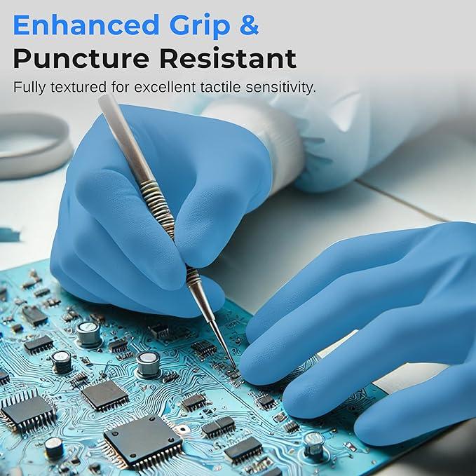 Serenelife Soft Industrial Gloves, Nitrile and Vinyl Gloves, Powder-Free, Textured Grip, Ideal for Cleaning, Food Service, Automotive, Household Work - NeatNest