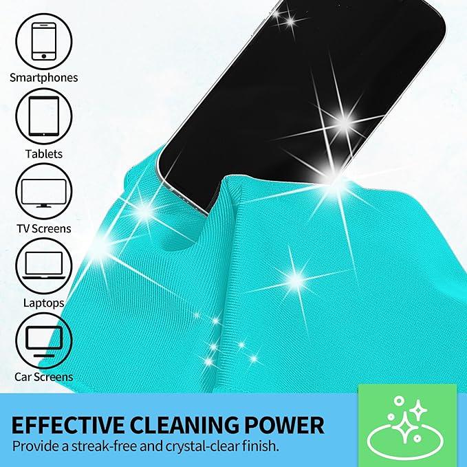 HOMERHYME Microfiber Cleaning Cloth, 12 Pack Window Glasses Cleaning Cloth, Reusable Lint-Free Streak Free Polishing Cloth Wipes for Stainless Steel, Eyeglass, Mirror, Screen & Lense, Turquoise - NeatNest
