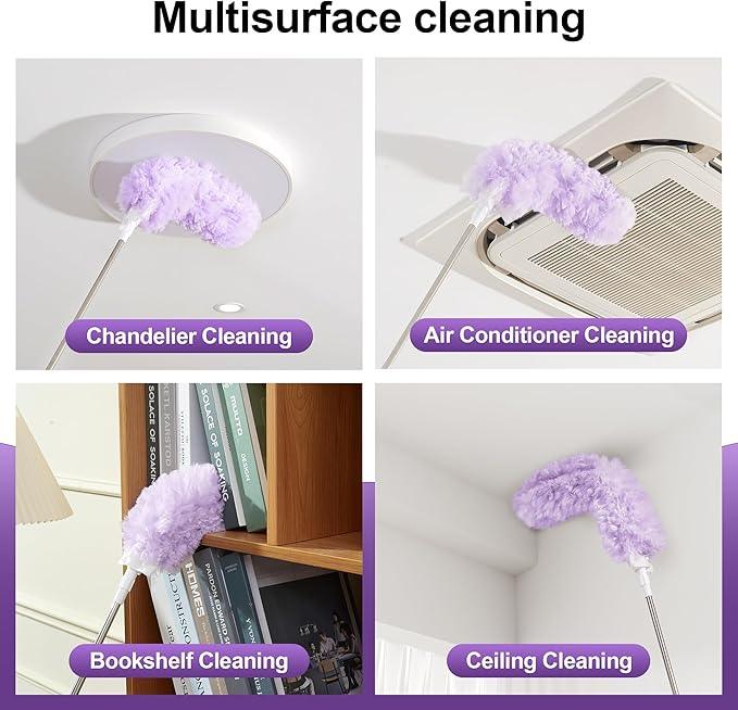 JOYMOOP Ceiling Fan Cleaner Duster and Cobweb Duster with Extension Pole, 28–98 Inch Handle and 6 Refills for High Ceilings and Furniture - NeatNest