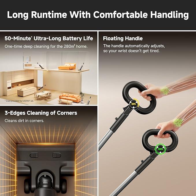 uwant Wet Dry Vacuum Cleaner 180° Lay-Flat Vacuum Mop All in One with 100℃ Hot Water and Air Drying 23000Pa Suction Vacuum Cleaner with Self-Cleaning Anti Odor Triple Edge Electric Mop - NeatNest
