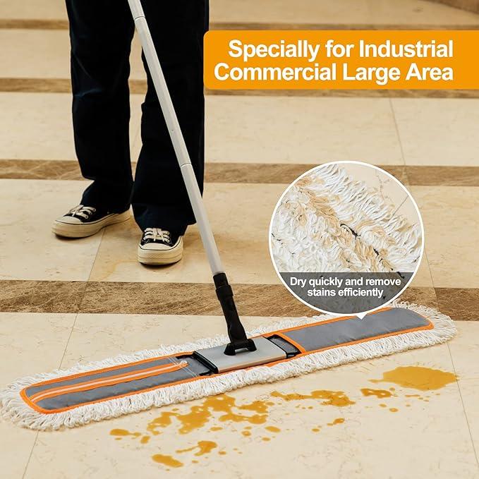 36” Commercial Dust Mop for Hardwood Floor Cleaning, Heavy Duty Push Broom Mop Hotel Company Household Cleaning Supplies for Hardwood, Tiles, Marble,Vinyl Plank Floors Cleaning - NeatNest