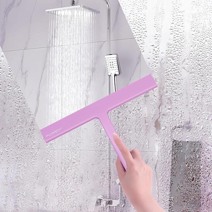 RICHMIRTH Silicone Rubber Blade Shower Squeegee 9" in Width Window & Car Squeegee - Pink - NeatNest