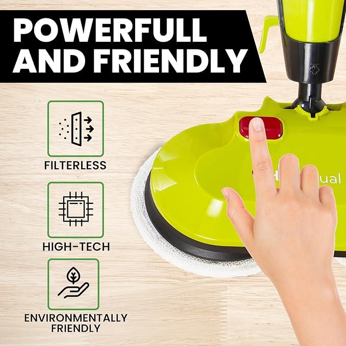 H2O HD Dual Buff Steam Mop, 8 in 1 Handheld Steam Cleaner For Kitchen Tile Floors, Hardwood Floors, Grout Cleaner, Upholstery Cleaner and Carpets, 2 washable scrub pads, 8 cleaning accessories - NeatNest