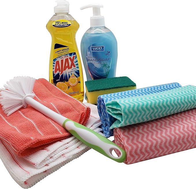 Dorm Room All Inclusive Kitchen Cleaning Kit comes with Dish soap, Sponges, Soap Hand Wash & More - NeatNest