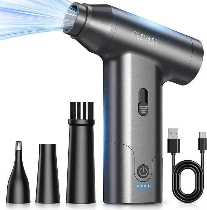 CLEVAST Compressed Air Duster – Super Power Cordless Electric Mini Air Blower, 130,000 RPM Brushless Motor, Stepless Speed Control, Rechargeable for PC, Keyboard, Car, Electronics Cleaning Kit - NeatNest