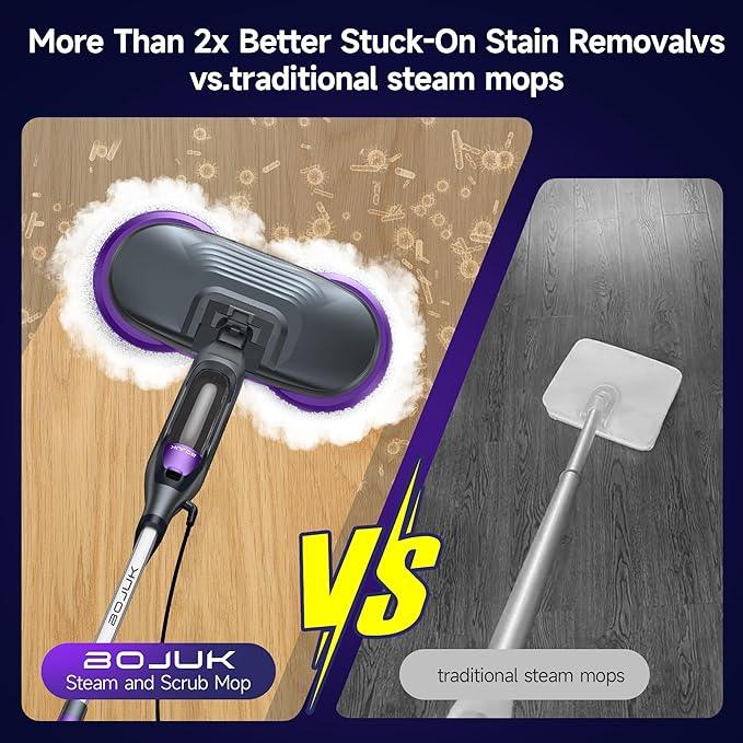 Scrubbing Steam Mop, Steam Mops for Floor Cleaning with Rotating Pads, 4 Cleaning Modes & LED Headlights, Swivel Steering,Safe for all Sealed Hard Floors F2 - NeatNest