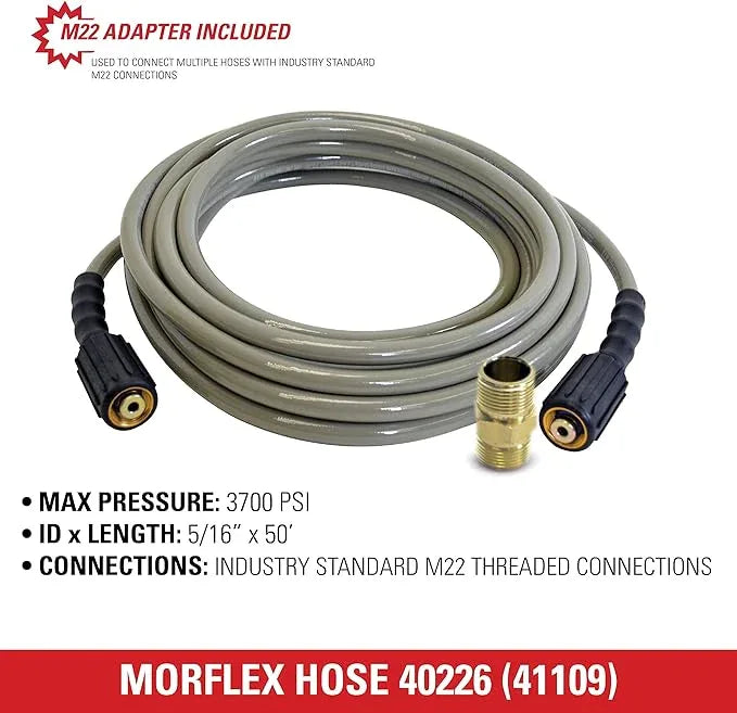 Simpson Cleaning 40226 Morflex Series 3700 PSI Pressure Washer Hose, Cold Water Use, 5/16 Inch Inner Diameter, 50 Feet, Natural - NeatNest