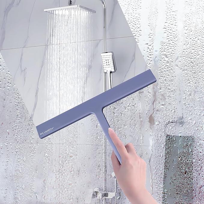 Bathroom Squeegee for Shower, Richmirth 11" Large Shower Squeegee for Glass Doors Silicone Rubber Blade Squeegee Cleaner Tool for Window, Car Glass, Mirror- Blue - NeatNest