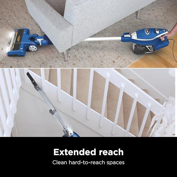 Shark HV343AMZ Rocket Corded Stick Vacuum with Self-Cleaning Brushroll, Lightweight & Maneuverable, Perfect for Pet Hair Pickup, Converts to a Hand Vacuum, Crevice Upholstery Tools, Blue/Silver - NeatNest