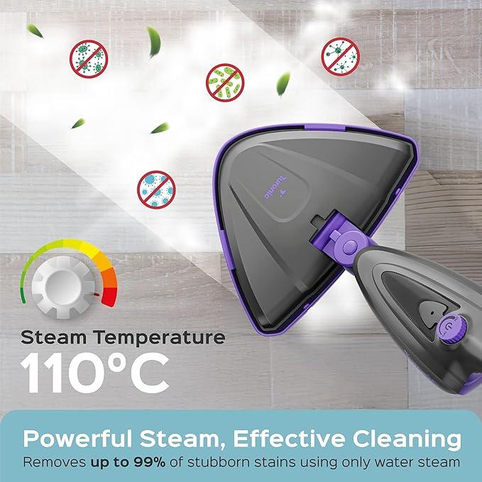 Turonic ST3 10-in-1 Steam Mop - 1500W Floor Steamer with Detachable Handle, 110°C Steam, 25-Min Runtime, Handheld Cleaner for Tile, Grout, Hardwood, Carpet, Upholstery, Chemical-Free Cleaning - NeatNest