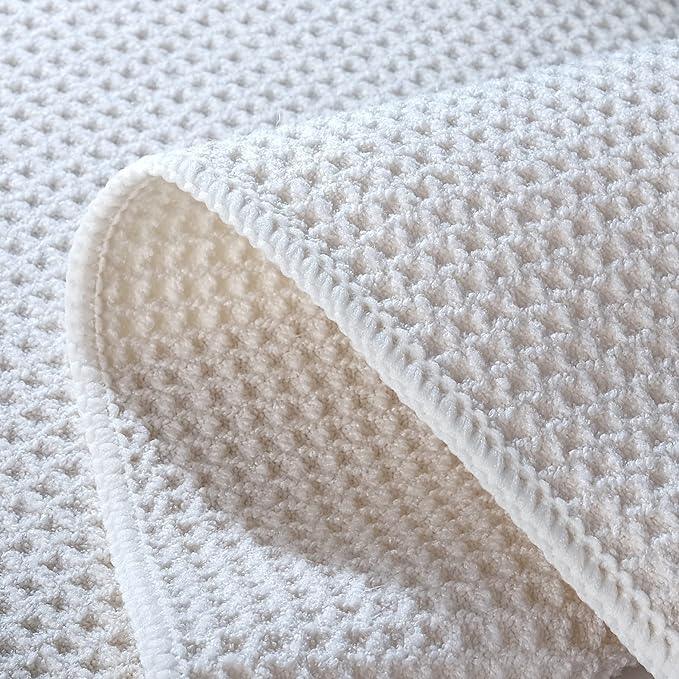 POLYTE Premium Microfiber Kitchen Dish Hand Towel Waffle Weave 12 Pack (16x28 in, Dark Blue, Gray, Off White) - NeatNest