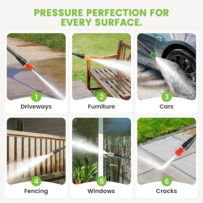Pressure Washer 5001PSI Power Washers Powered with 33ft Pressure Hose, 4 Nozzle and Foam Cannon, powerwashers for Home, Cars, Fences, Patio, Green - NeatNest