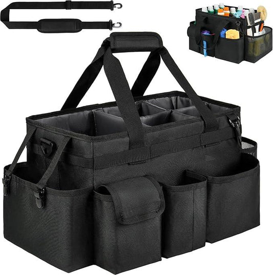 Cleaning Caddy Bag,Large Cleaning Supplies Organizer with Handle for Housekeepers, Black - NeatNest