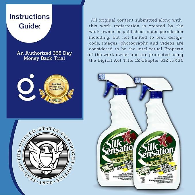 Sparkle Plenty Silk Sensation Artificial Flower & Plant Leaf Cleaner - Fake Flower Dusting Spray - Silk Plant Cleaner Spray No Wipe - Drip Dry Cleaning Supplies for Artificial Tree (32 oz, 2 Pack) - NeatNest