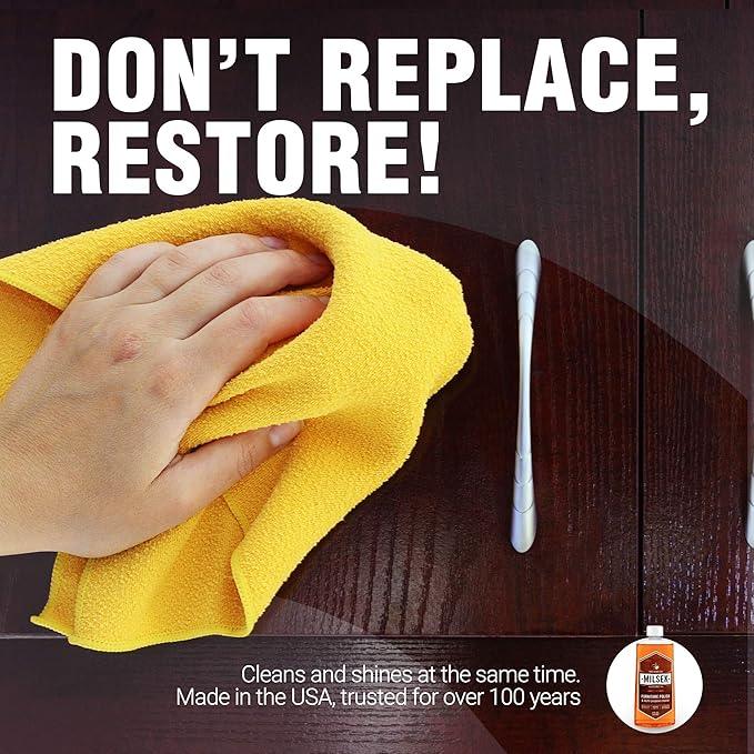 Milsek Furniture Polish, Orange Oil Furniture Cleaner and Polish Cloth, 12 fl oz - NeatNest