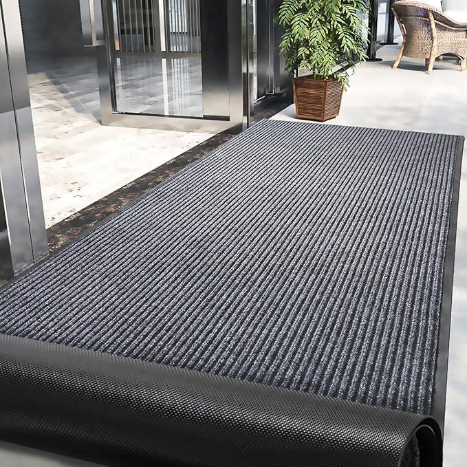 LVETOLS 3' x 10' Moisture Guard Doormat, Commercial Grade Door Floor Entrance Mat, Large Outdoor Mat with Rubber Backing, Low Profile Commercial Rugs for Entryway, Easy to Clean(Charcoal Grey) - NeatNest