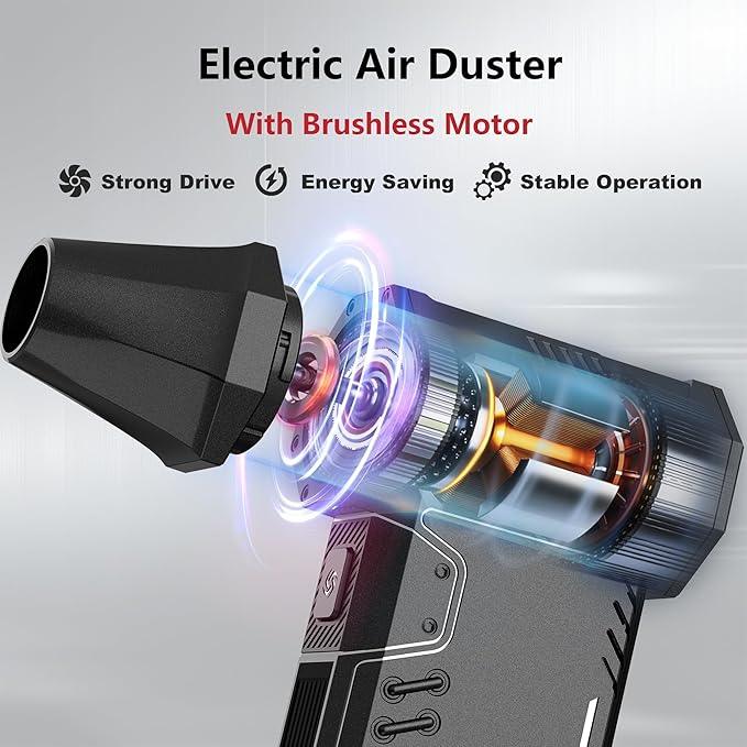 SDFM Compressed Air Duster - 180,000 RPM Snow Blower - with Brushless Motor, 3-Gear Adjustable Air Duster - for Keyboard, PC, Car, Air Bed, and Home Cleaning (X15) - NeatNest