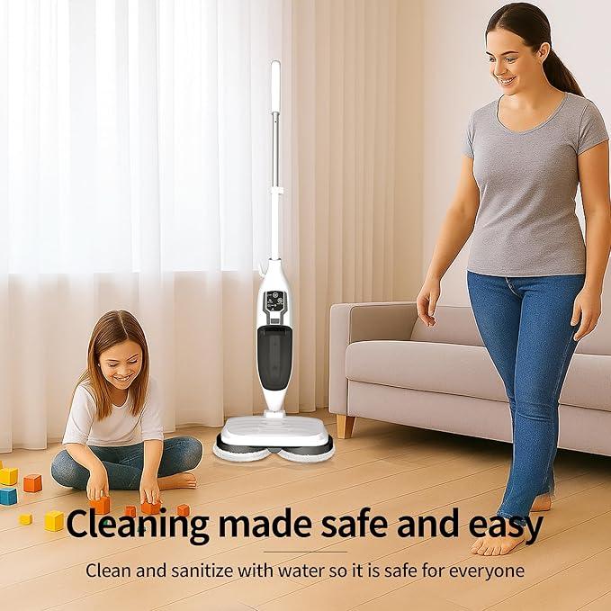 Steam Mop with 13 Accessories,Steam Cleaner Home Use,Floor Scrubber spin mop for Hard Wood Floors,tile Scrub Steamer Deep Cleaning,Carpet, 4 Washable Mop Pads, 550ml Capacity,30 Second Heat-Up - NeatNest